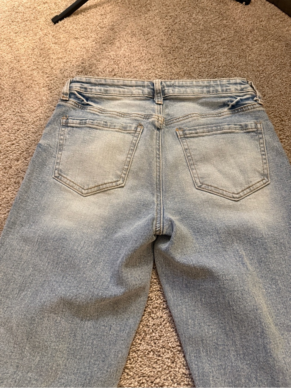 BCBGeneration Pale Blue Frayed Hem Wide-Leg Jeans